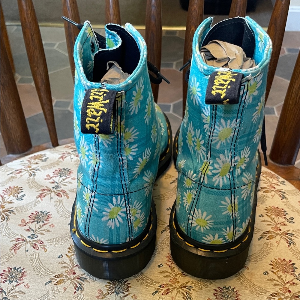 Dr. Martens Blue Floral Combat Boots - Picture 5 of 9